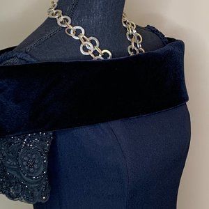 Off the Shoulder Elegant Blue Evening Dress